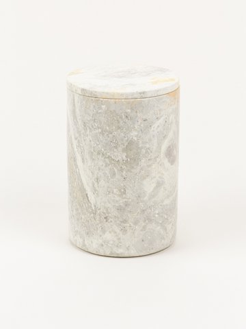 Lange schmale zylindrische Box aus Stein mit Natursteindeckel