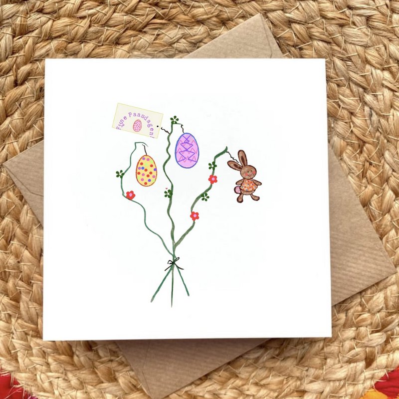 Tarjeta Rama de Pascua con Conejito