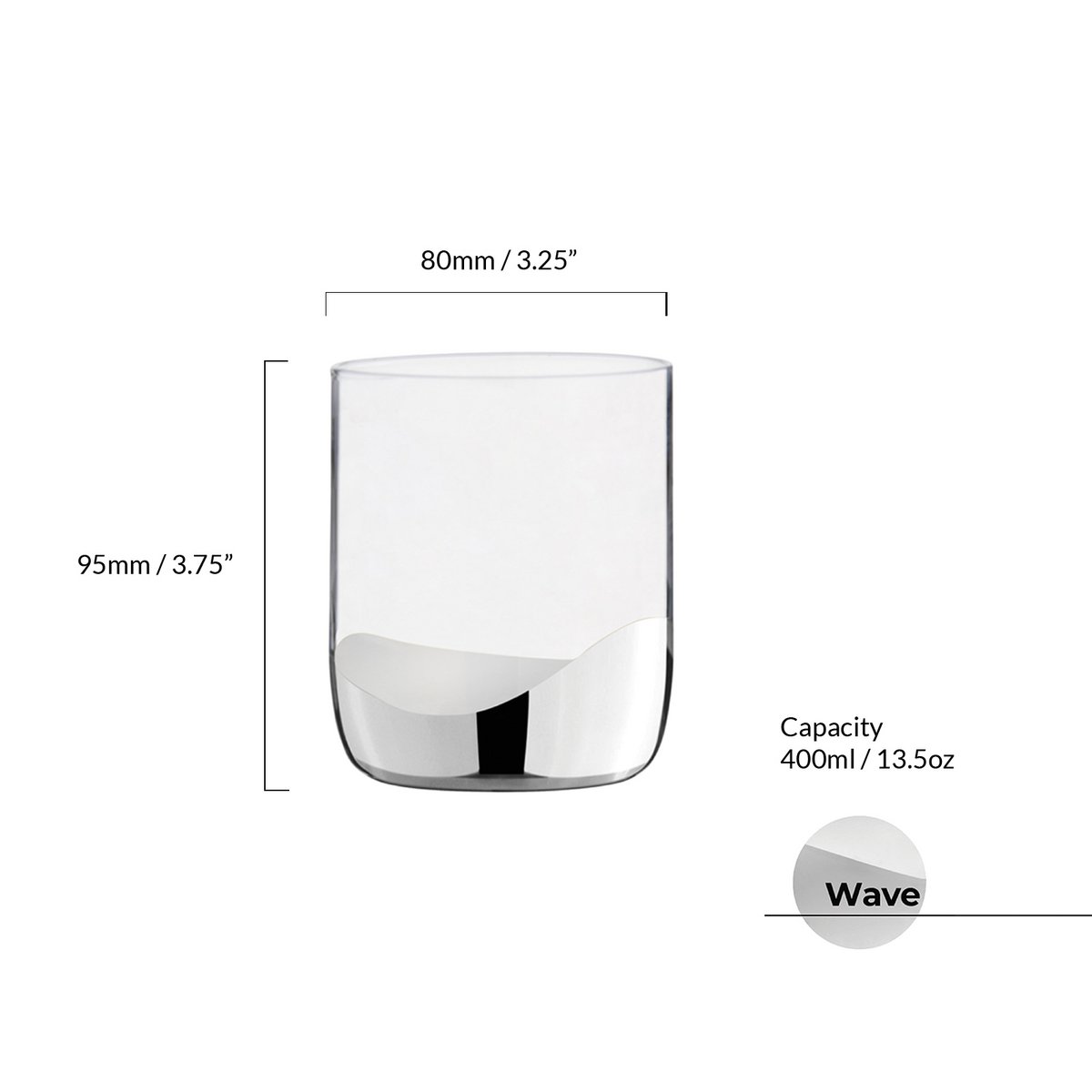 Set of 2 Wave Silver DOF Tumblers
