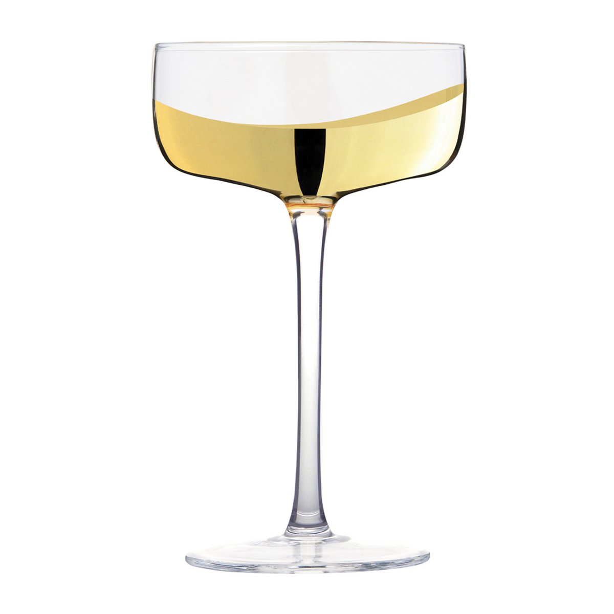 Set of 2 Wave Gold Champagne Coupe Glasses