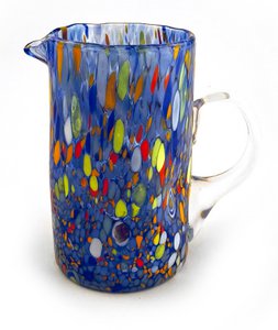 1 Classic Caraffa in handgeblazen en handgemaakt glas met Murrine di Murano, "I Colori di Murano" lijn 500 ml. Gemaakt in Italië