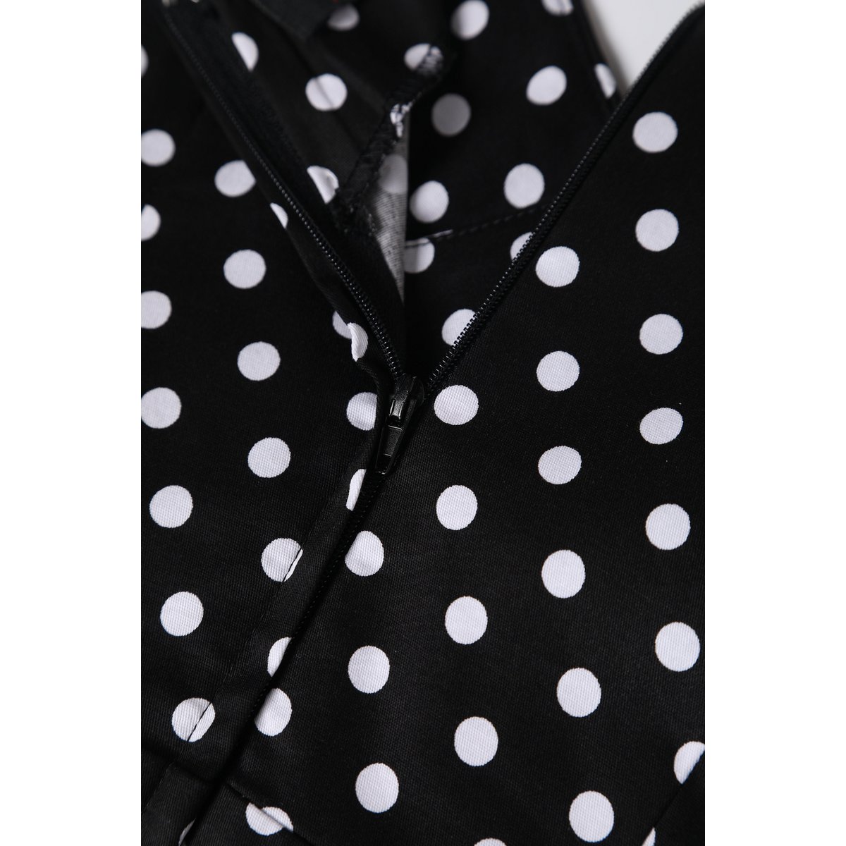 Stock UE May V-Neck 50-tych sukienki w stylu Black Polka Dot