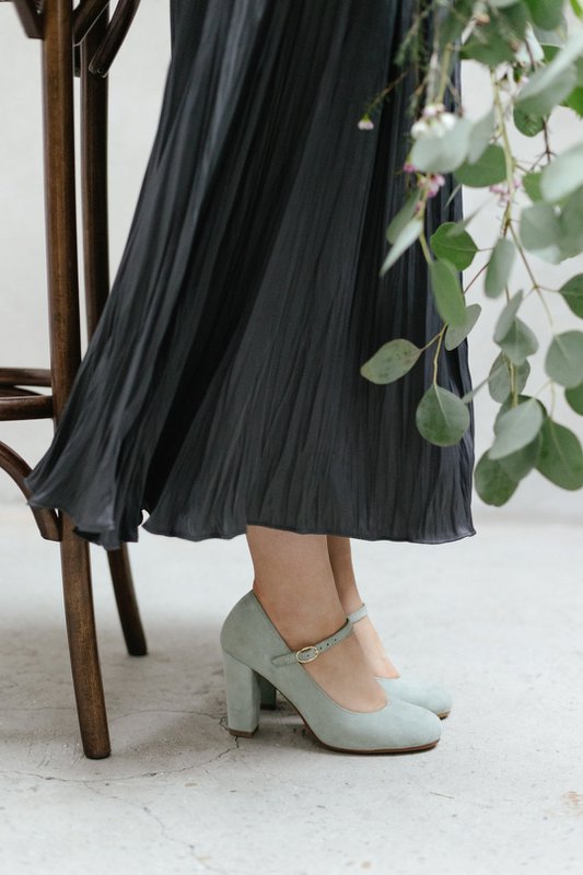 Ręcznie robione zamszowe szpilki (8 cm) - Luna - Sage Vintage Shoes 35-42