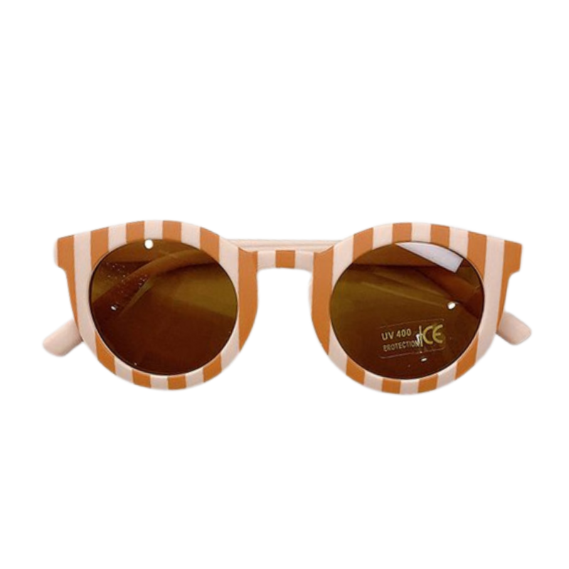 Kindersonnenbrille Streifen | Kinder Sonnenbrillen | Weiß-Orange | Rosa-Orange