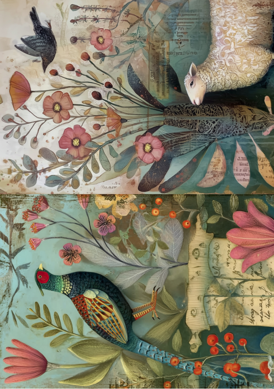 Animali d'arte popolare | Set di carta creativa Fripperies