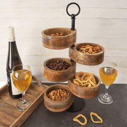 Tier Kuchenständer Holz 5 -Tier -Mango 44,5 cm