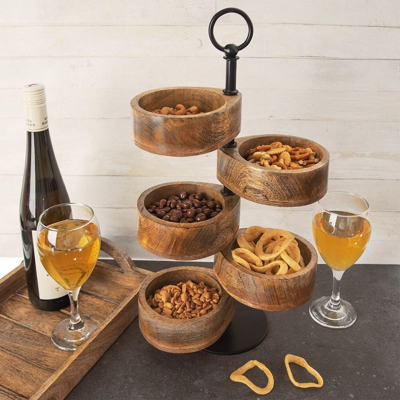 Tier Kuchenständer Holz 5 -Tier -Mango 44,5 cm