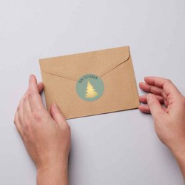 Labels - Happy Holidays - Olive Green - 250 pieces