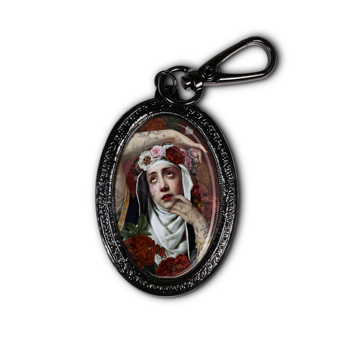 SAINT RITA BLACK KEY RING