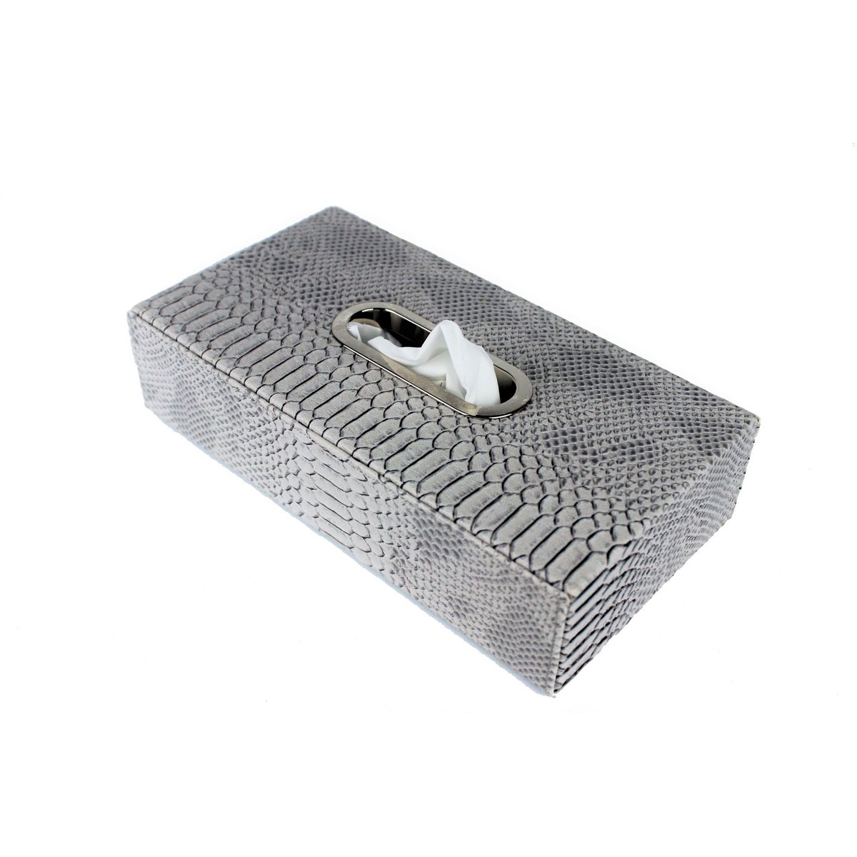 Toallas de toallas reptiles de cuero sintético anillo de acero inoxidable gris cosméticos