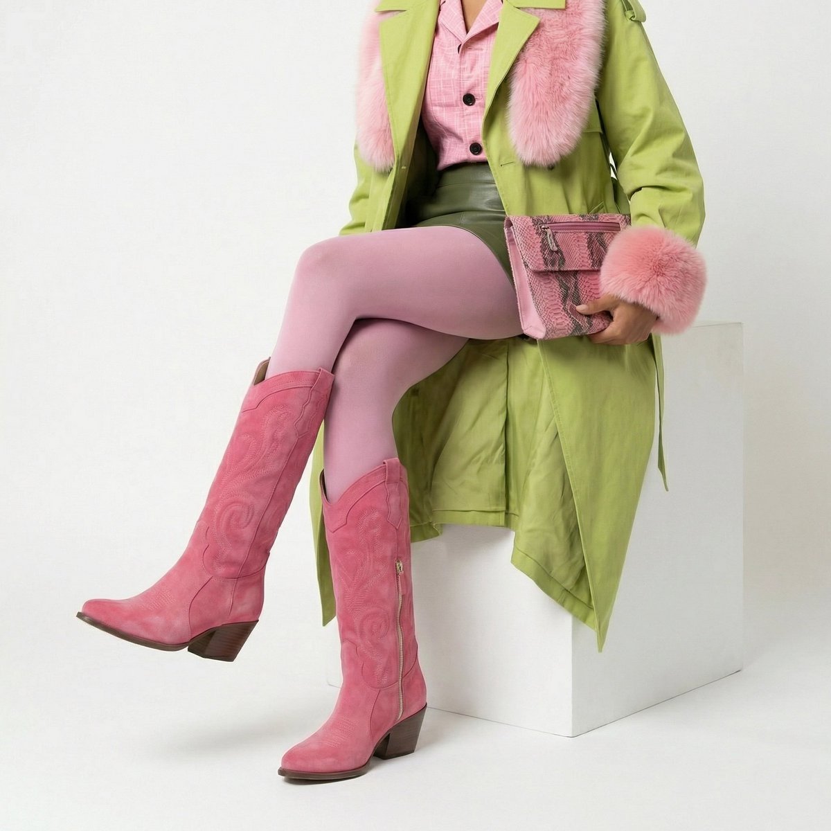 Leonie Shell Pink Texan støvler