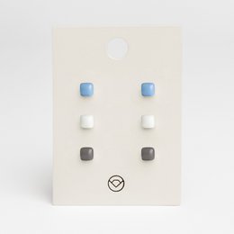 Set di 3 orecchini con pietra • Vetro riciclato e acciaio inossidabile • 20 colori