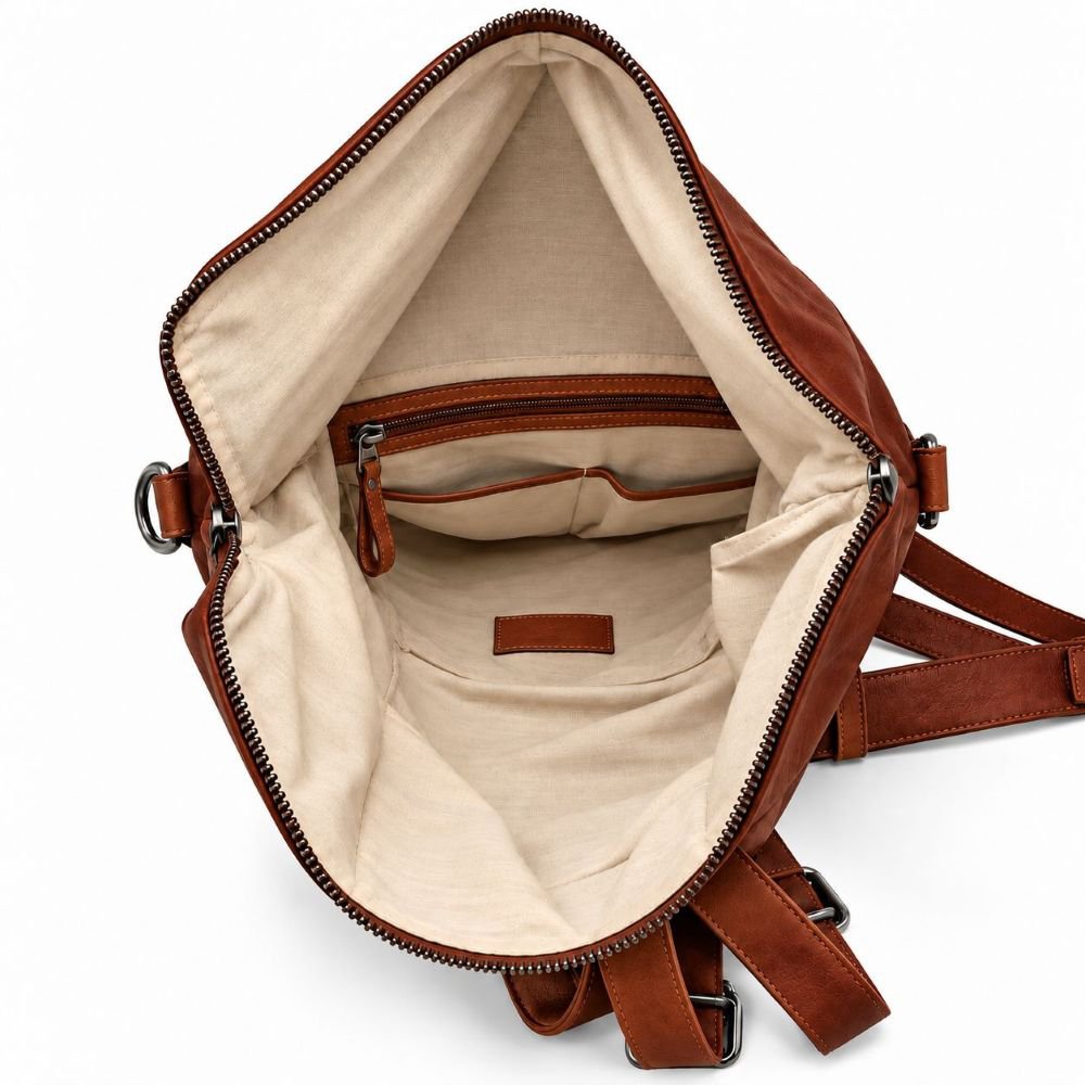 Rolltop Backpack Rucksack Leder Cognac