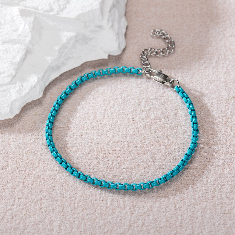 Teal Chain Link anklet with Adjustable Clasp
