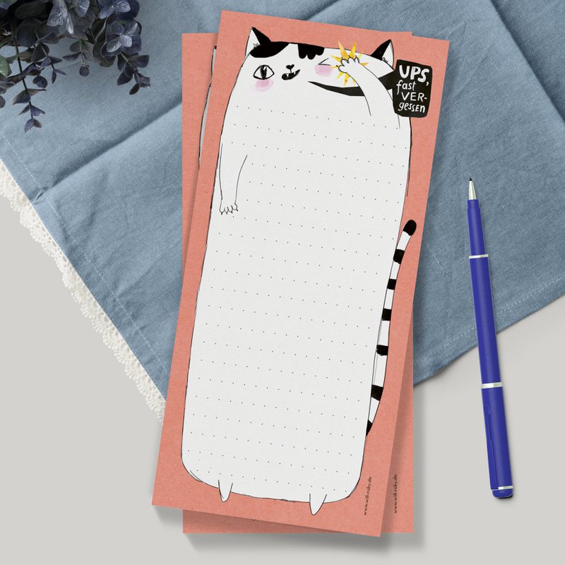 Bloc-notes - chat, DIN long, 50 feuilles, liste de tâches, notes, bloc-notes, bloc-notes, liste de courses, bloc-notes de bureau