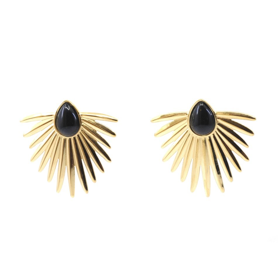 Stalen bungelende cabochon drop radius oorbellen