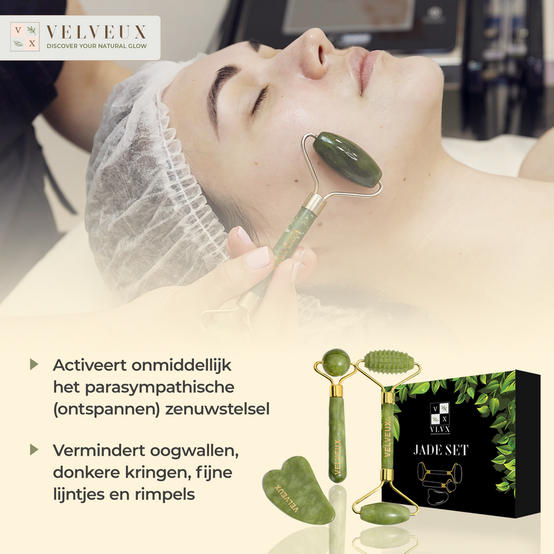 Jade roller gua sha ansigtsrulle 4 dele sæt