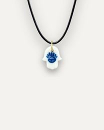 Charm – Hand der Fatima, kleiner blauer Porzellananhänger