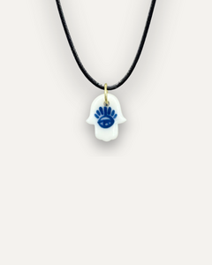 Charm - Hand of Fatima Small Blue Porcelain Pendant