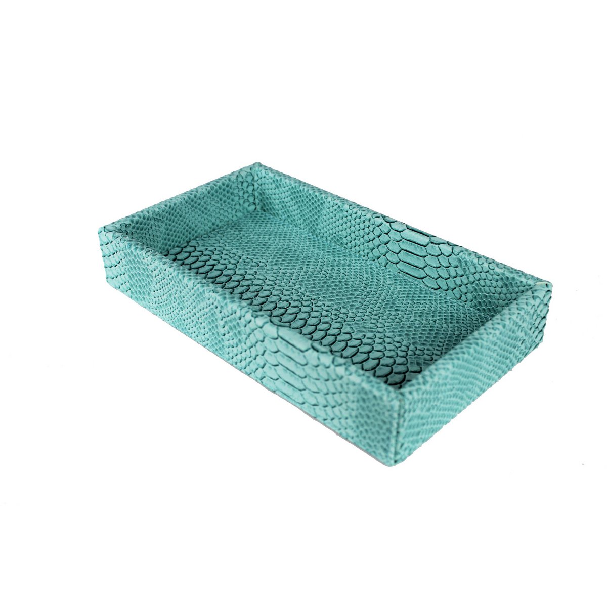 Petit plateau rectangulaire reptile turquoise