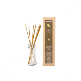 Organic lemongrass incense sticks in a pack of 10. The incense sticks are made from natural ingredients and have a fresh, earthy lemongrass scent.