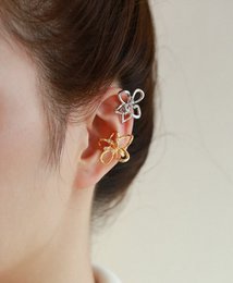 Elegante polsino per orecchie con fiore scintillante: pezzo unico