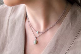 Necklace Aventurine Faceted - Silver
