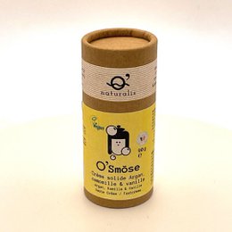 Argan oil, chamomile, and vanilla solid cream in a cylindrical container. The product is from the O'Smose brand and is categorized as a body butter.