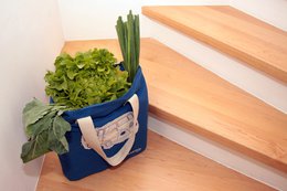 Volkswagen VW T1 Bus Canvas Shopper Bag - Silhouette/Blue