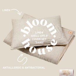 Linnen schelp kinderovertrekset "Sand" Groot formaat