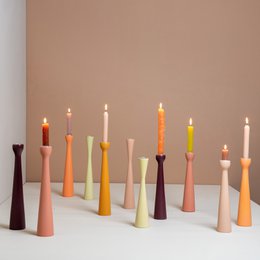 Candleholder wood sandglass 30cm buttermilk