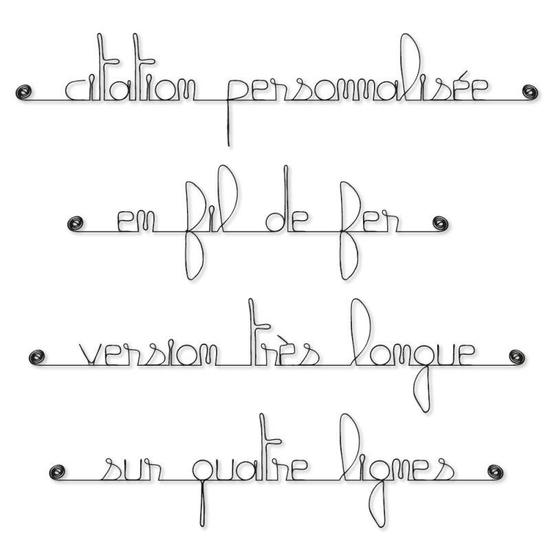 Phrase Déco Murale en fil de fer à personnaliser - 4 lignes (20 caractères par ligne)