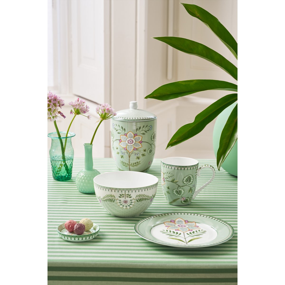 Set/3 Breakfast Set Lily&Lotus Light Green