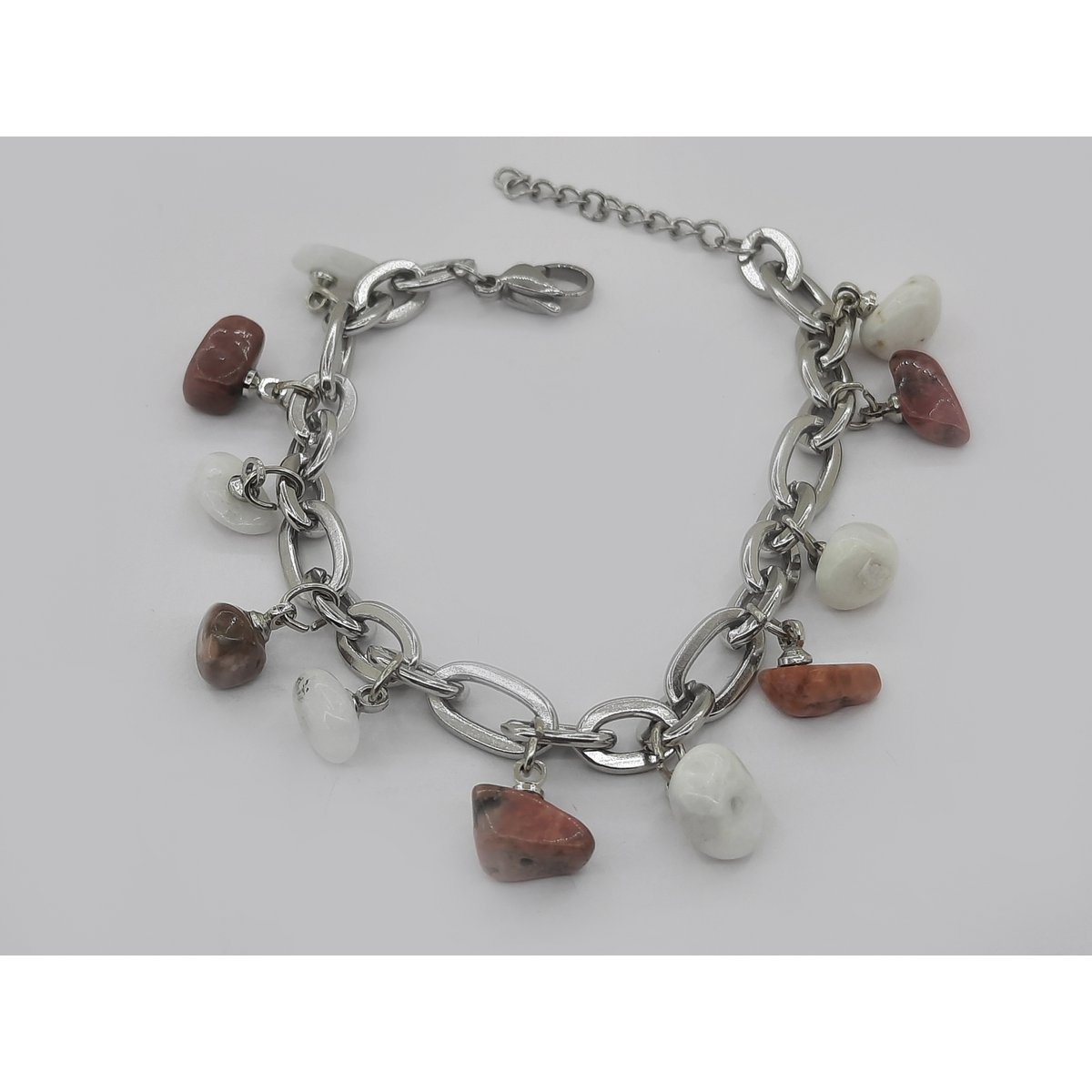 #90 Edelstenen schakel armband 