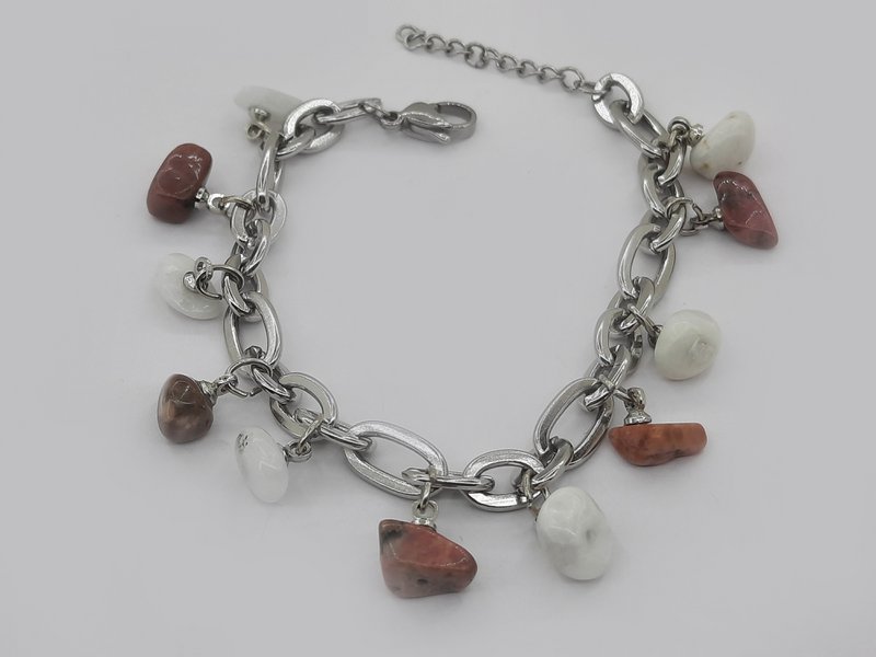#90 Edelstenen schakel armband 