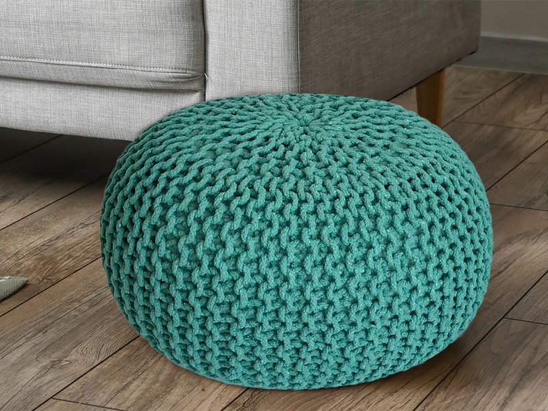 Pouf Ø 55 H 37 H 37 Strickhocker Sitzpouf Bodenkissen nachhaltig