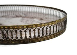 Signature tray oval antique world map edge grid gold