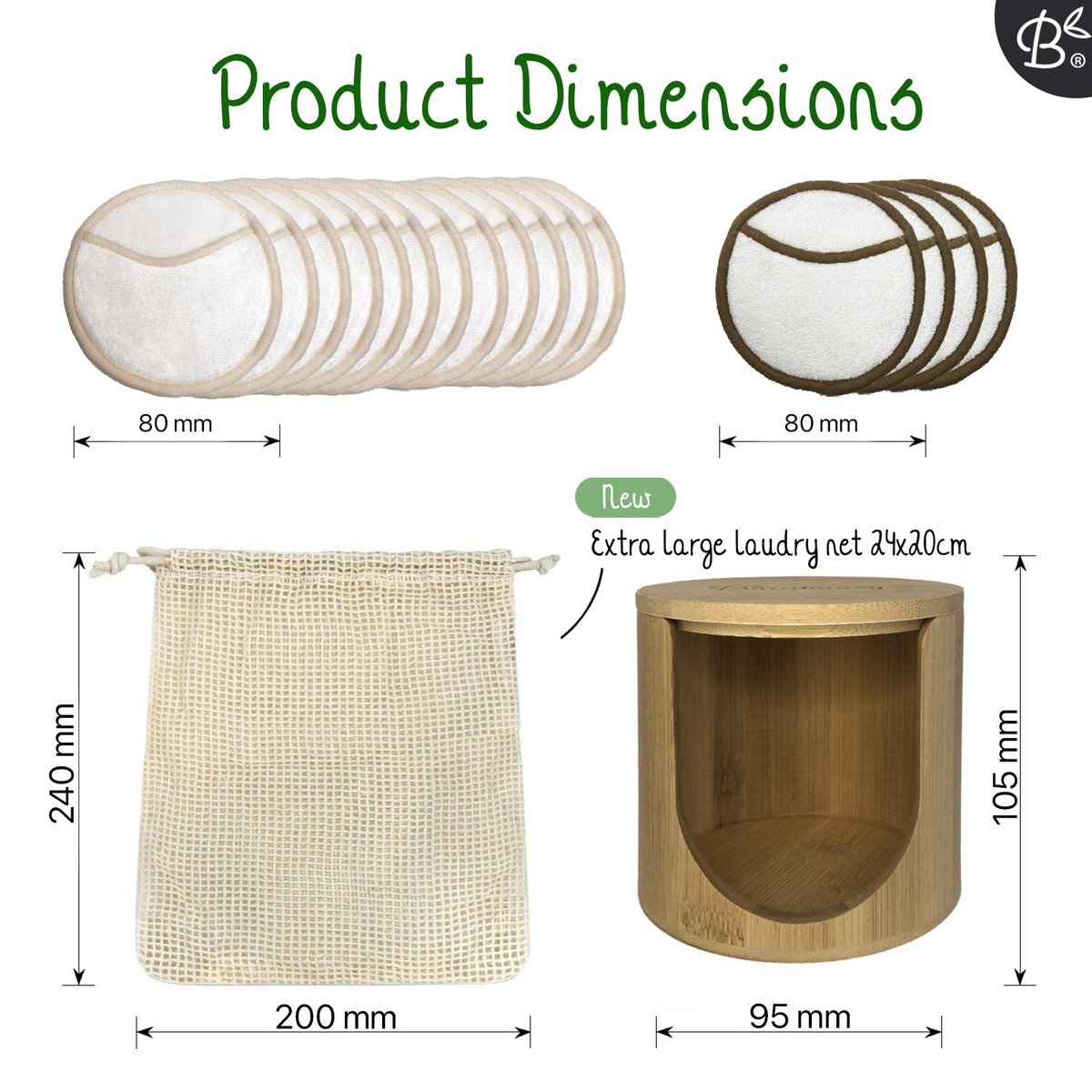 16x White Reusable Cotton Pads 4-Layers + Bamboo Holder