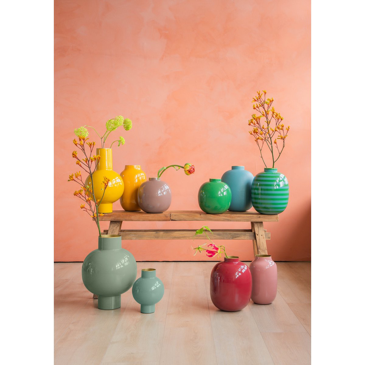 Vase Metal Oval Old Pink 30cm