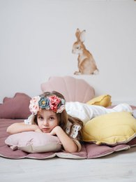 Cuscino in foglie di lino “Rosa Cipria”.