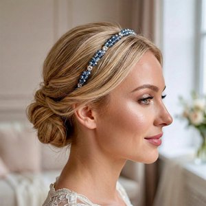 Blauer Kristall Haarreif - Elegantes Accessoire für Bräute