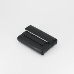 Black rhodium-plated coin purse with a rectangular shape and a sleek, minimalist design.