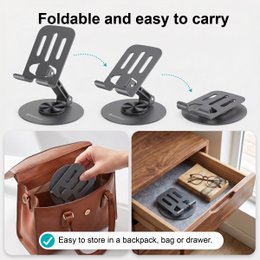 NOVOTECK Z-093 Soporte Giratorio Plegable para Teléfono – Soporte Metálico Ajustable 360° para Smartphones y Tabletas