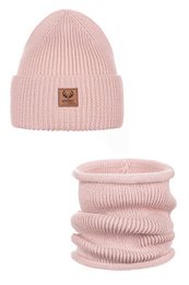 Completo cappello e sciarpa BRIGID - 100% lana merino - rosa cipria