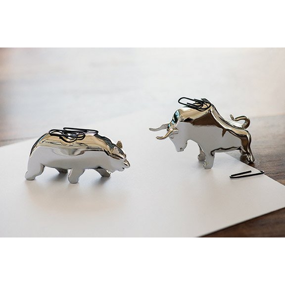 Bull & Bear paper clip holder