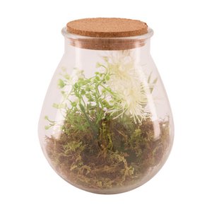 Glass vase with artificial plant Ø19.5x23.5cm