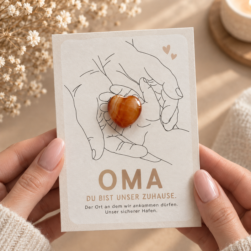 Card for Grandma, Mother's Day with real agate, postcard congratulations