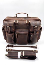 Handgefertigte „Crazy Horse“-Businesstasche aus Leder – handgefertigte Executive-Aktentasche und Reisetasche mit mehreren Taschen