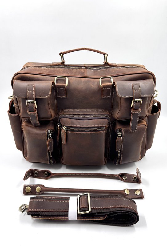 Handgefertigte „Crazy Horse“-Businesstasche aus Leder – handgefertigte Executive-Aktentasche und Reisetasche mit mehreren Taschen