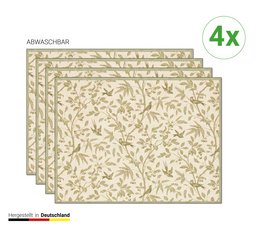 Beżowe Gałązki i Ptaki - Podkładki | Podkładki winylowe premium 40 x 30 cm - 4 sztuki